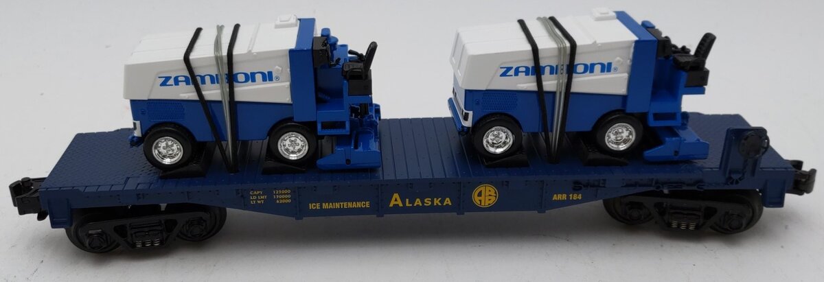 MTH 30-76037 O Gauge Alaska Flat Car w/ 2 Zambonis LN/Box