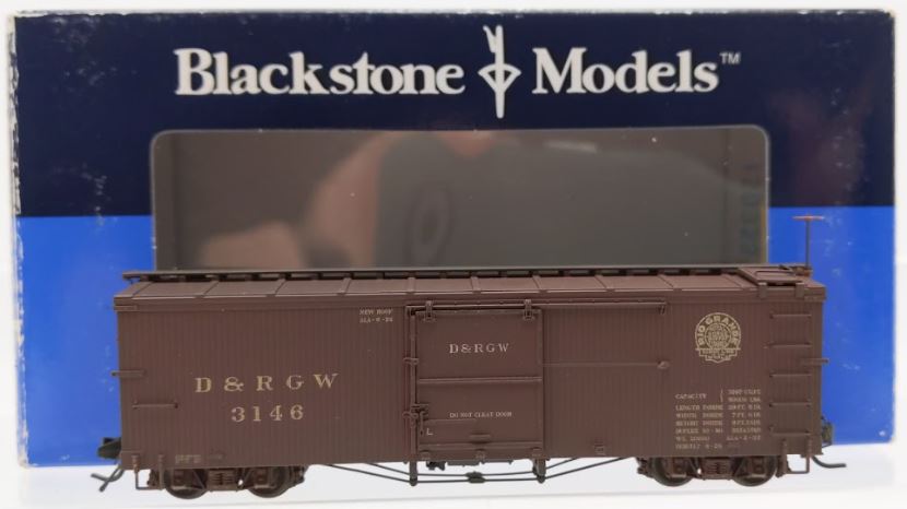 Blackstone Models B340128W HOn3 Scale Weathered D&RGW 30ft Boxcar #3146 LN/Box