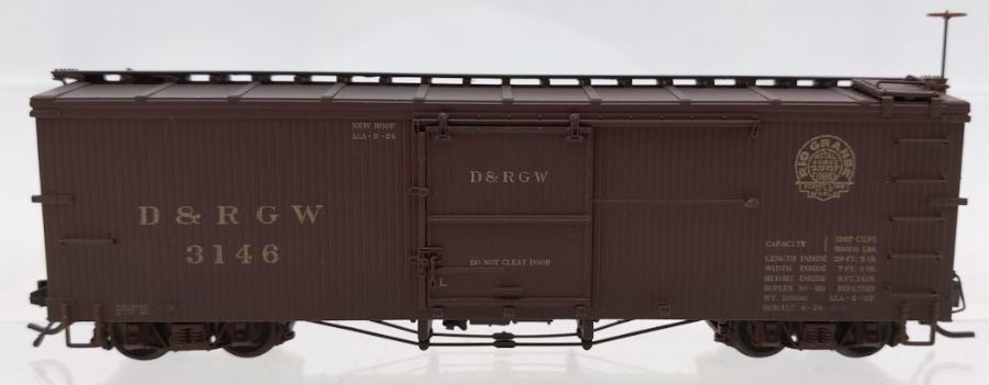 Blackstone Models B340128W HOn3 Scale Weathered D&RGW 30ft Boxcar #3146 LN/Box
