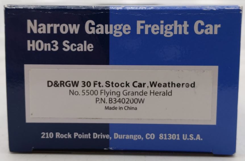Blackstone Models 340200W HOn3 DRGW 5500-Series 30' Weathered Stock Car #5500