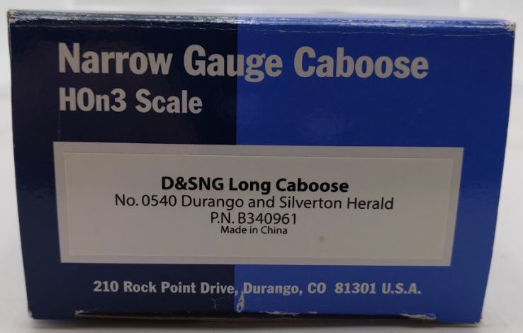 Blackstone Models B340961 HOn3 Scale D&SNG Long Caboose #0540 LN/Box
