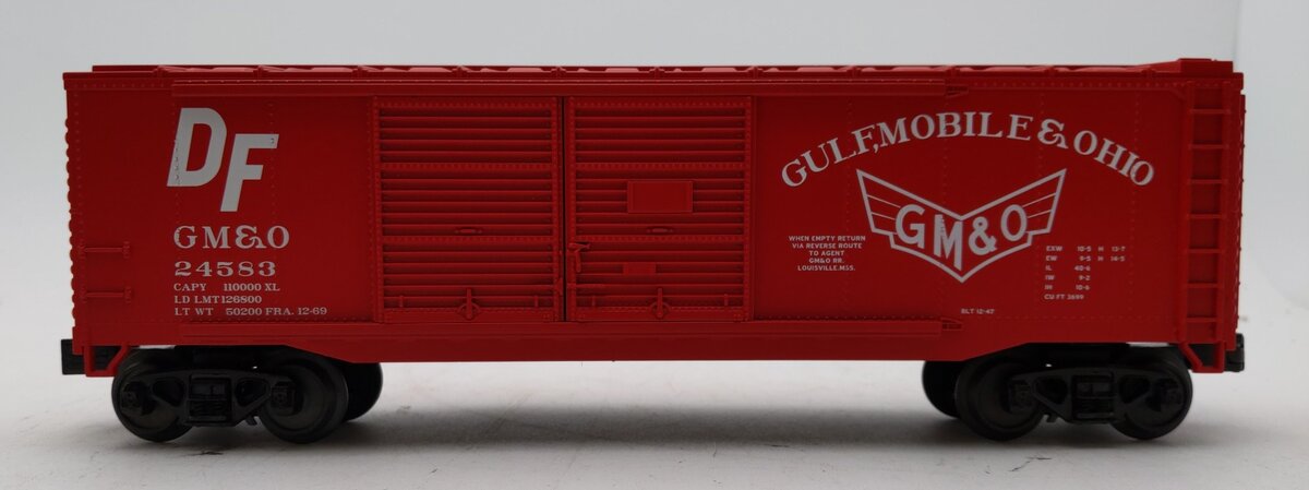 MTH 30-74701 O Gauge Gulf Mobile & Ohio 40’ Double Door Boxcar #24583
