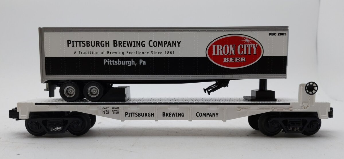 MTH 30-76110 O Iron City Beer Flatcar with Trailer LN/Box