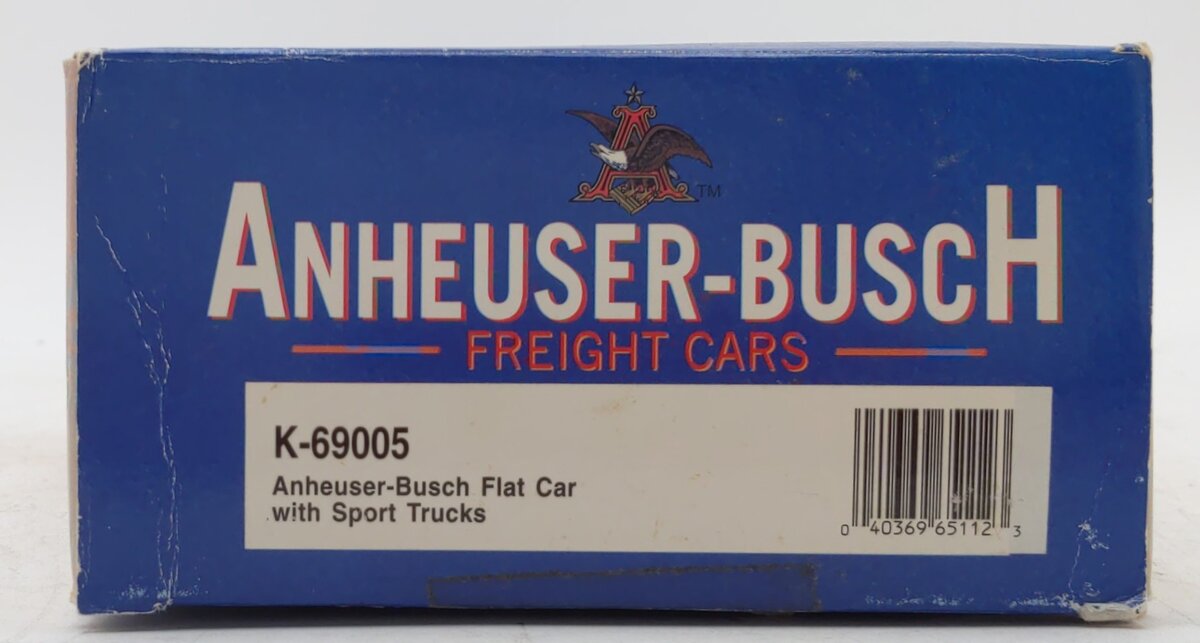 K-Line K-69005 O Gauge Anheuser-Busch Flatcar w/ Chevrolet Trucks LN/Box