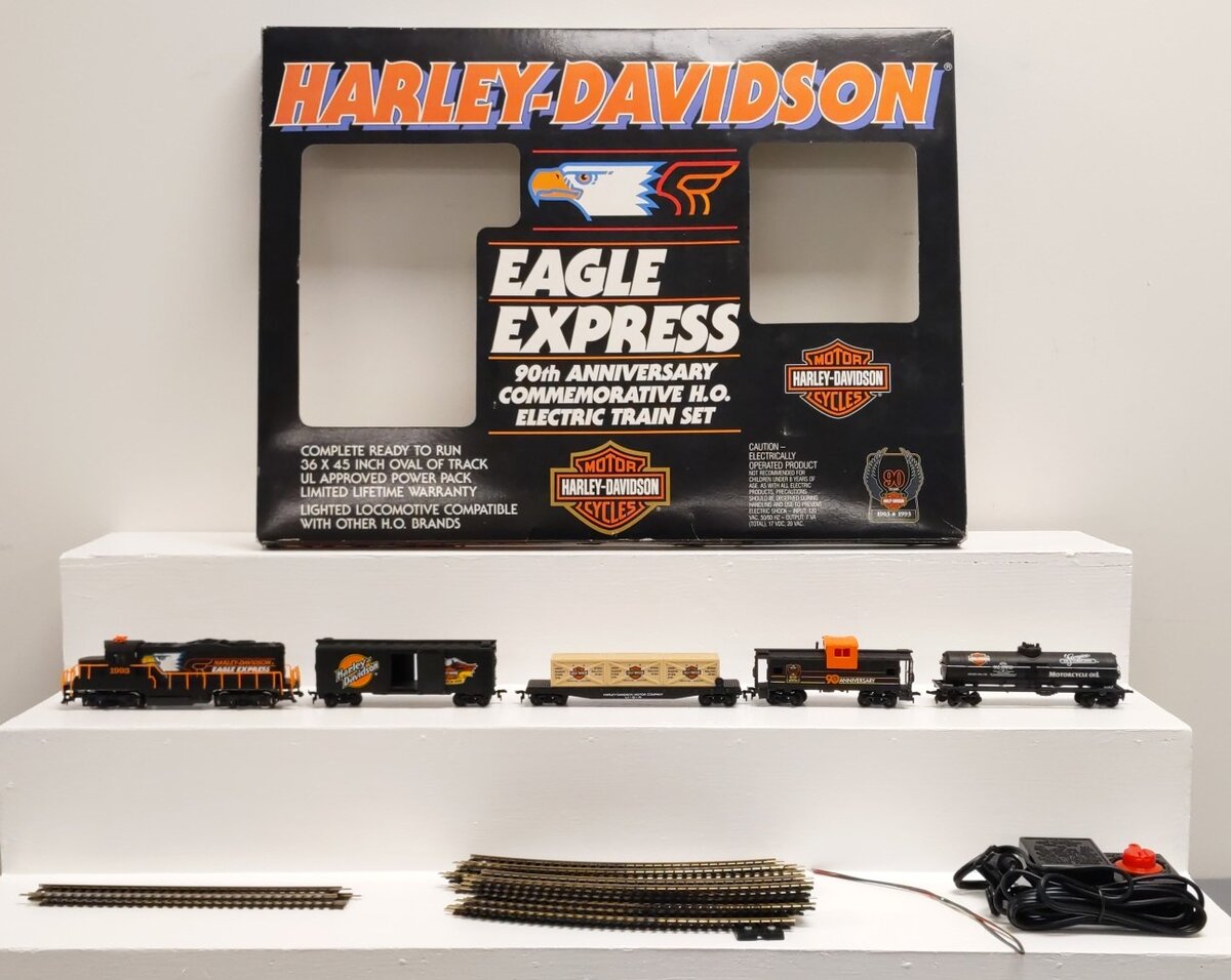 Harley Davidson HO Scale Eagle Express 90th Anniversary Electric Train Set EX/Box