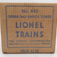 Lionel 445 Vintage O Operating Watchman Tower VG/Box