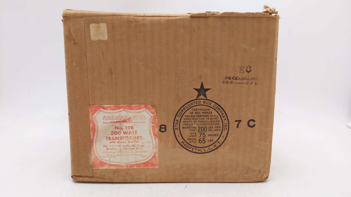 American Flyer 19B Vintage S 300 Watt Train Transformer 110V VG/Box