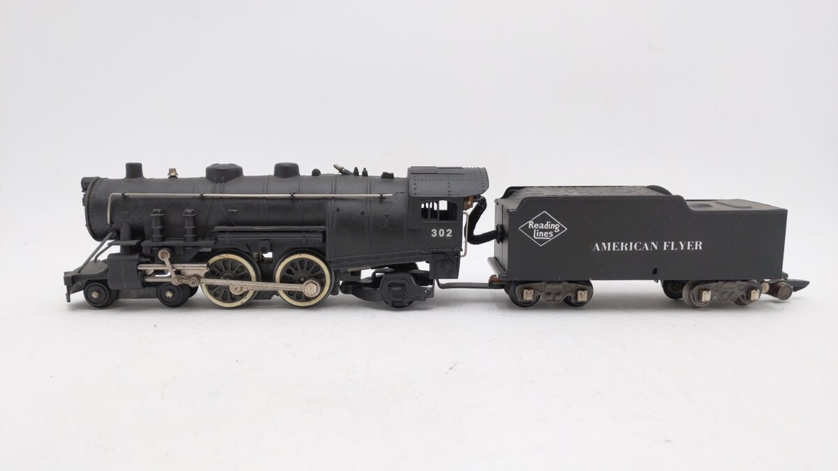 American Flyer 302 Vintage S Reading 4-4-2 Atlantic Steam Locomotive & Tender VG