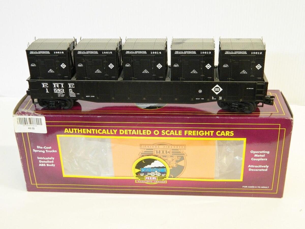 MTH 20-98068 O Gauge Erie Gondola Car #15839 w/LCL Containers