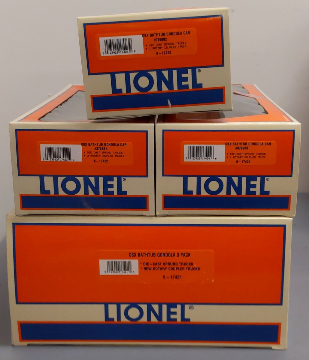Lionel 6-17421 O Gauge CSX Rotary Bathtub Gondolas (Set of 3) LN/Box