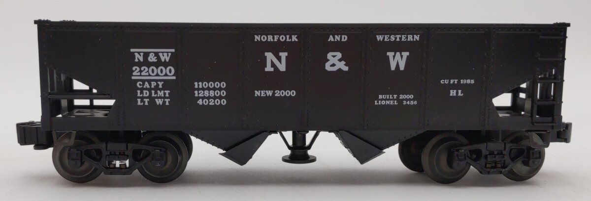 Lionel 6-19885 O Norfolk & Western Operating 2-Bay Hopper w/ Coal Load #22000 LN/Box