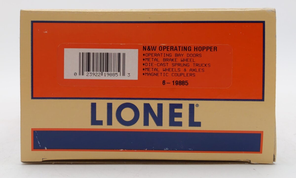 Lionel 6-19885 O Norfolk & Western Operating 2-Bay Hopper w/ Coal Load #22000 LN/Box
