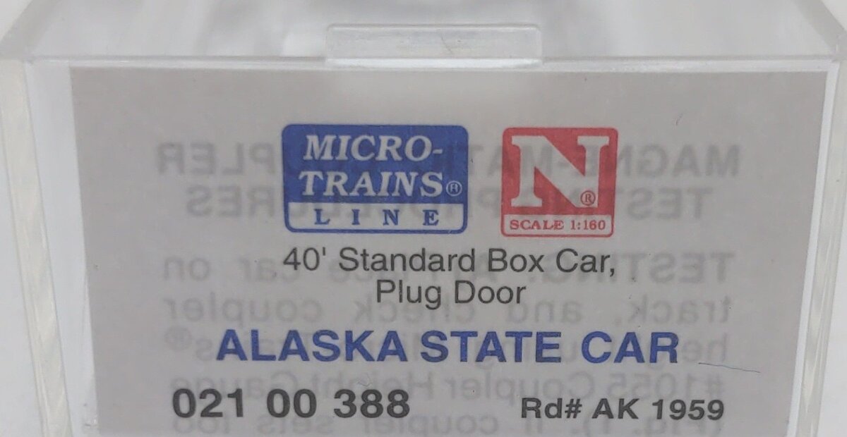Micro-Trains 02100388 N Scale Alaska State 40' Standard Plug Door Boxcar #1959 LN/Box