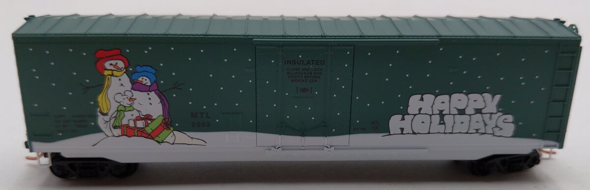 Micro-Trains 03800360 N Happy Holiday 50' Steel Plug Door Christmas Boxcar #2003
