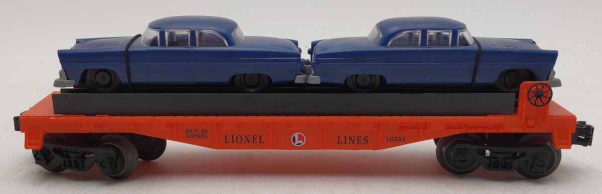 Lionel 6-16933 O Gauge Lionel Lines Flatcar with 2 Blue Automobiles EX