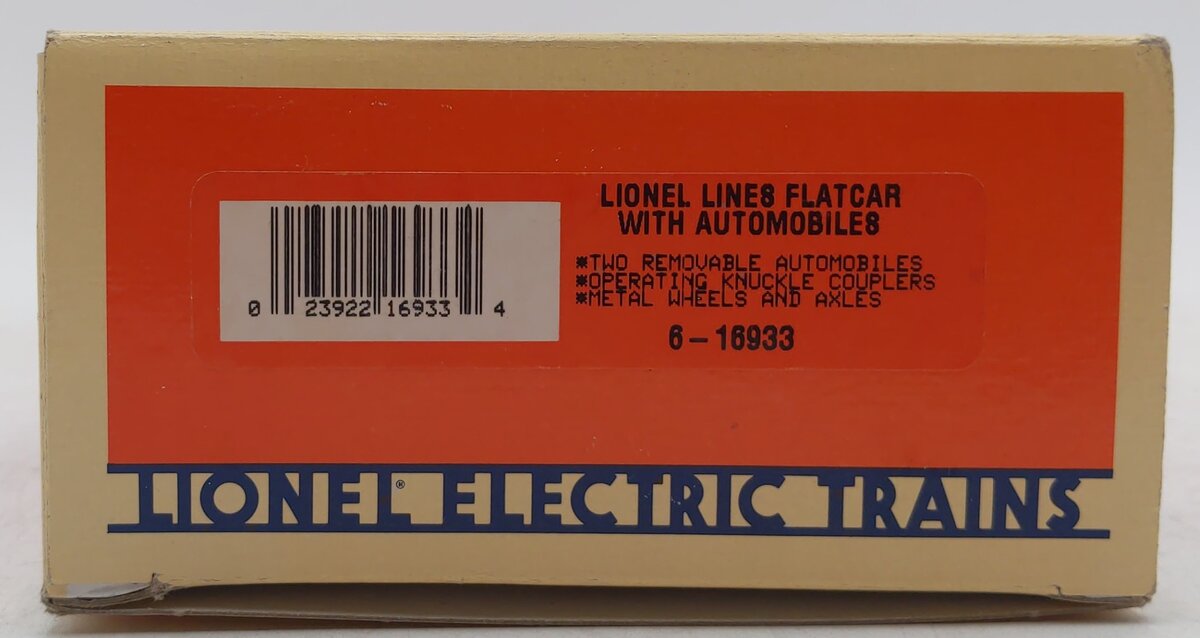 Lionel 6-16933 O Gauge Lionel Lines Flatcar with 2 Automobiles