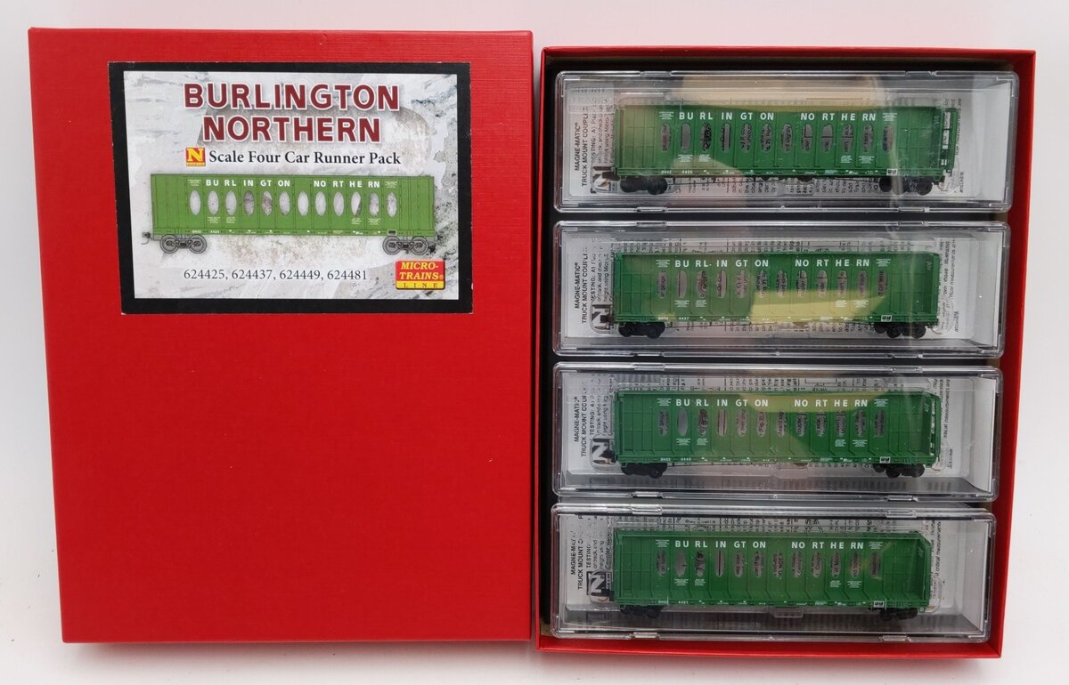 Micro-Trains 99300079 N BN 60' Centerbeam Flatcar Runner Pack (Set of 4) LN/Box