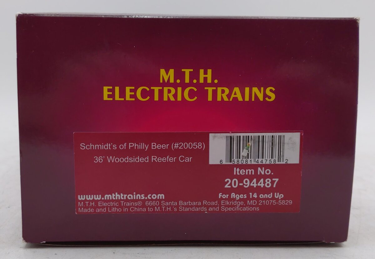 MTH 20-94487 O Schmidt's Of Philadelphia Premier 36' Woodside Reefer #20058