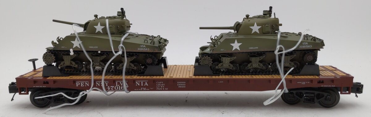 MTH 20-98637 Pennsylvania Flat Car with 2 Sherman Tanks