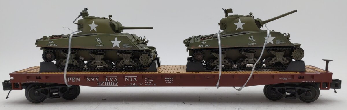 MTH 20-98637 Pennsylvania Flat Car with 2 Sherman Tanks