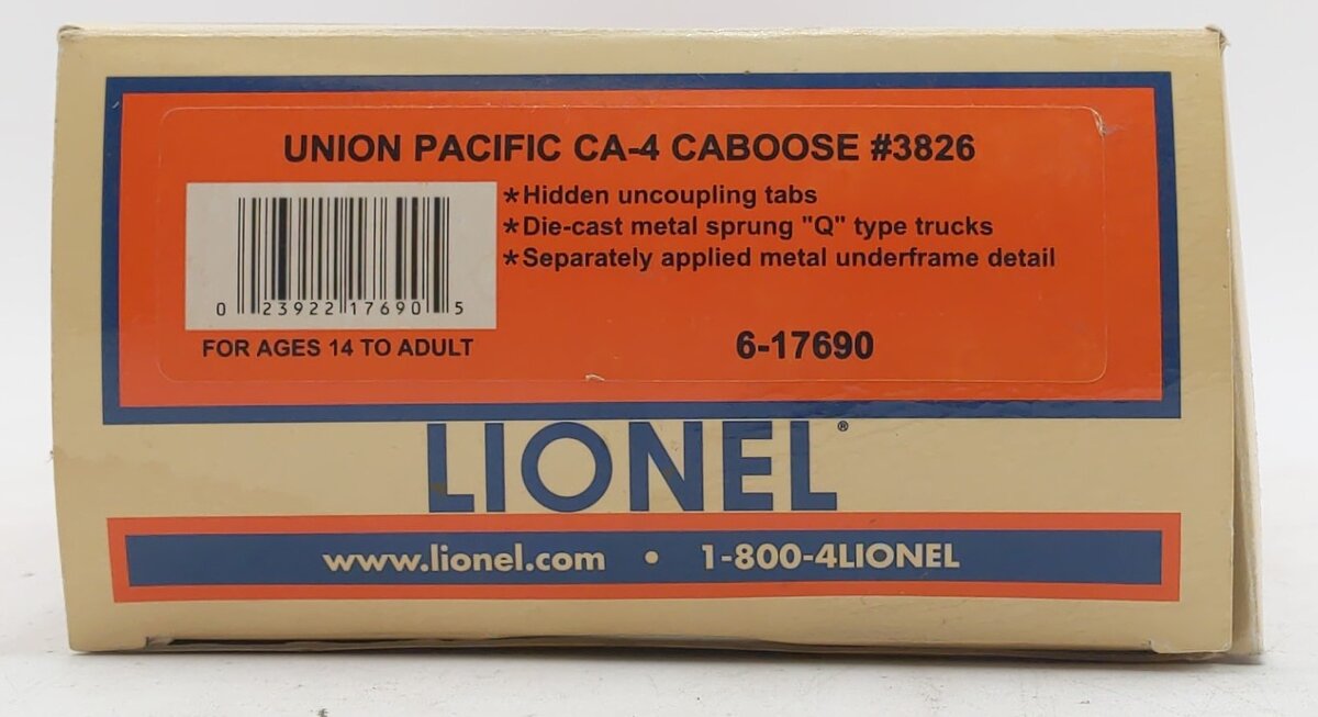 Lionel 6-17690 O Gauge Union Pacific CA-4 Illuminated Caboose #3826 EX/Box