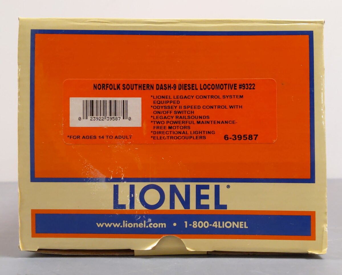 Lionel 6-39587 O Norfolk Southern LEGACY Dash 9-44CW Diesel Locomotive #9322