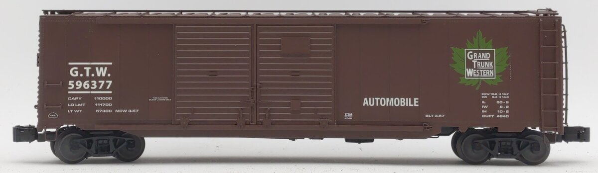 Lionel 6-27204 O Gauge Trunk Western Double Door Boxcar #596377 with Auto Frames