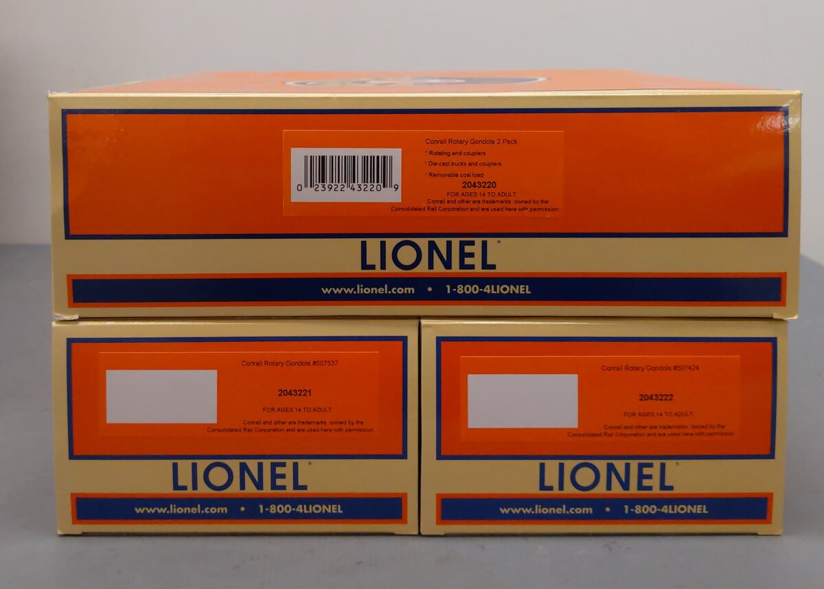Lionel 2043220 O Conrail Rotary Gondola Car (Set of 2)
