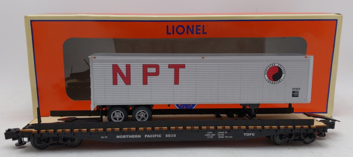 Lionel 6-84870 O Northern Pacific 50' Flatcar PS-4 with 40' Trailer #65110