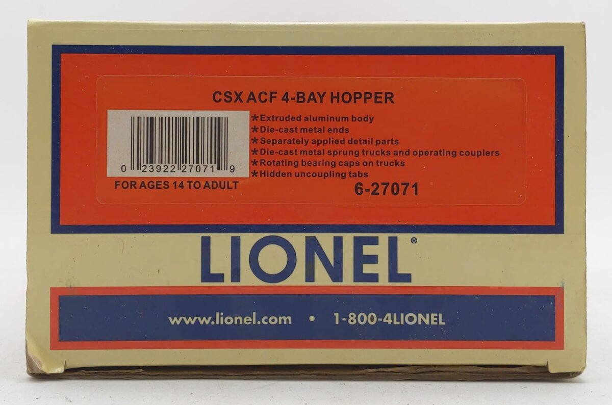 Lionel 6-27071 O CSX 4-Bay Cvd.Hopper