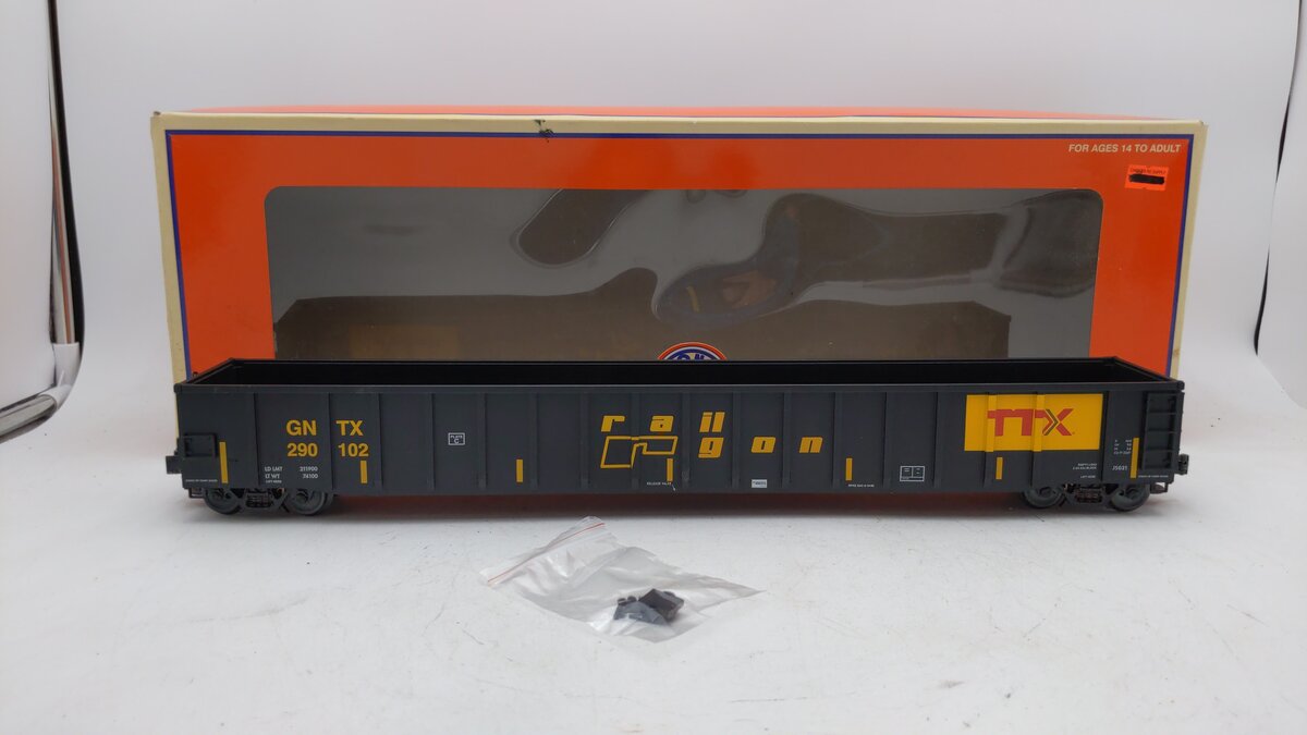 Lionel 6-84833 O Weathered GNTX 66' Mill Gondola Railgon #290102