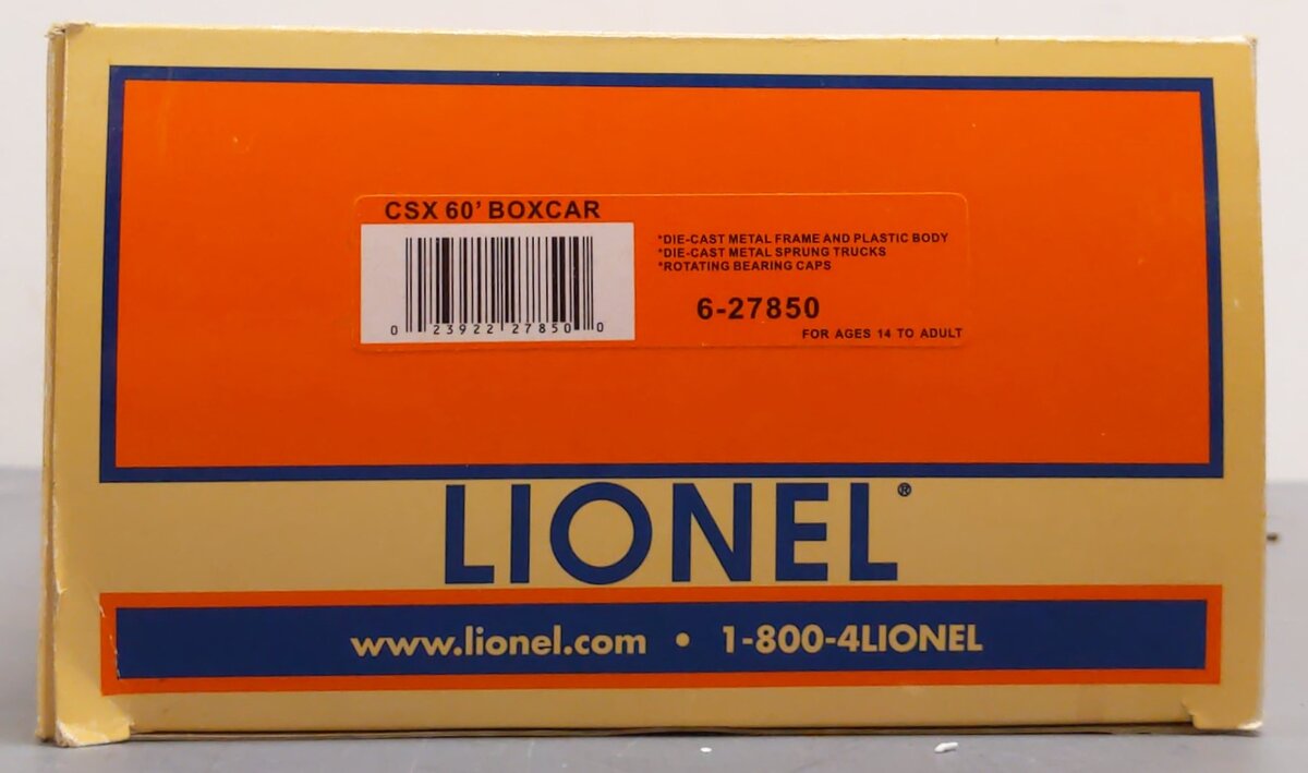 Lionel 6-27850 O CSX 60' Boxcar #196911