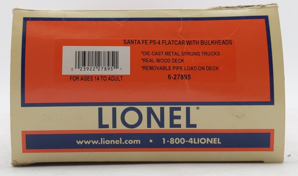 Lionel 6-27895 AT&SF PS-4 Flatcar w/Bulkheads
