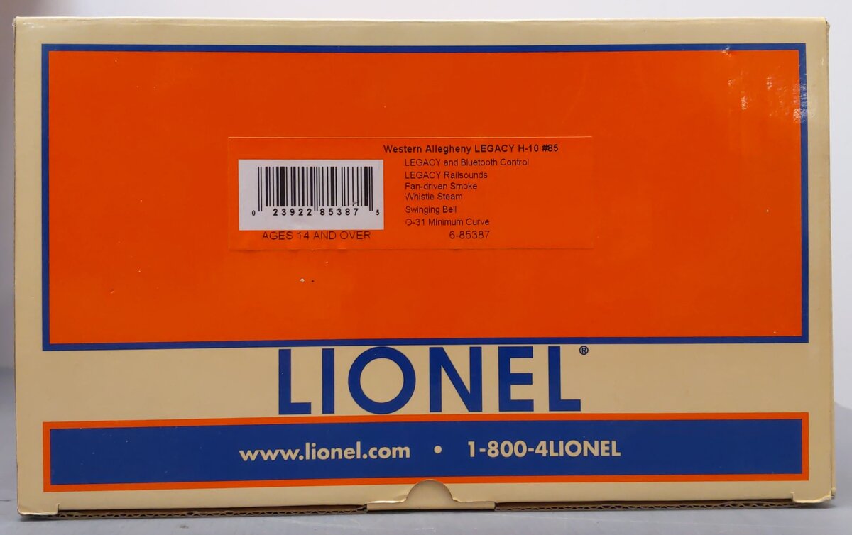 Lionel 6-85387 O Western Allegheny LEGACY H-10 Steam Locomotive & Tender #85