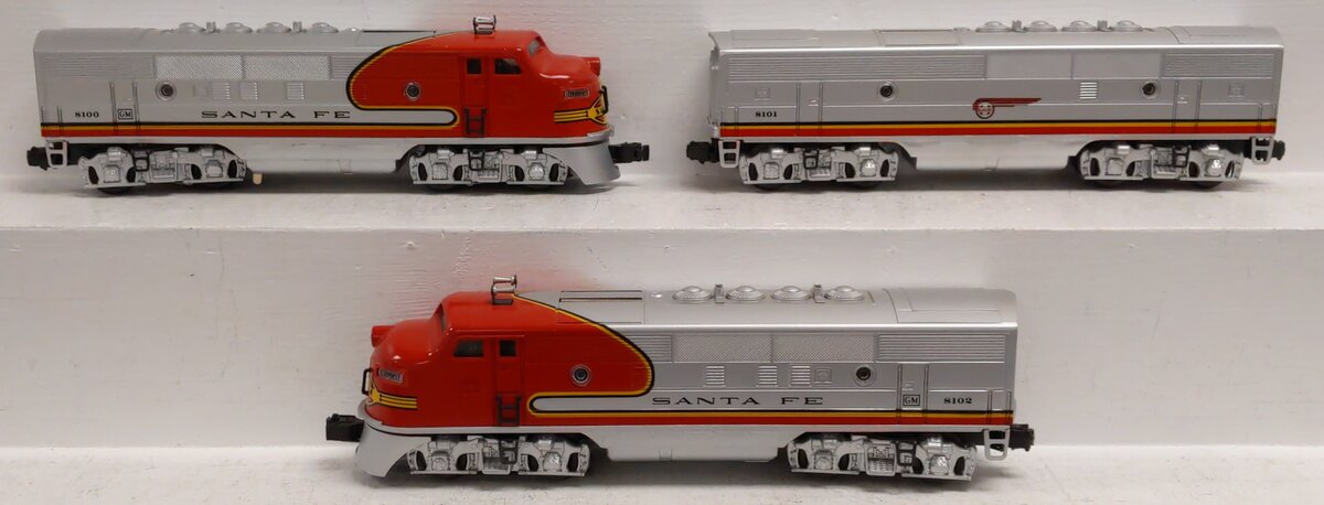 Lionel 6-11711 O Santa Fe F-3 ABA Diesel Locomotive Set #8100/8101/8102 with RS EX/Box