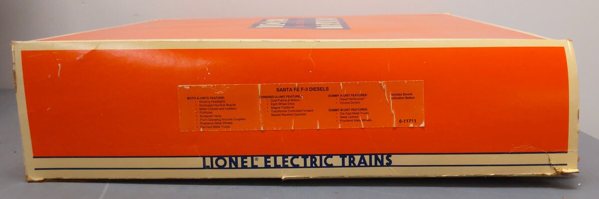 Lionel 6-11711 O Santa Fe F-3 ABA Diesel Locomotive Set #8100/8100/8102 with RS NIB