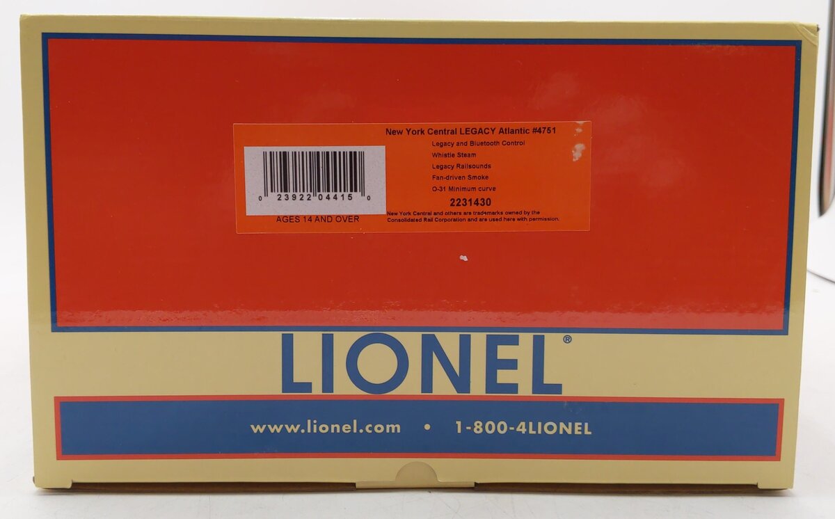 Lionel 2231430 O BTO New York Central Atlantic Steam Locomotive #4751