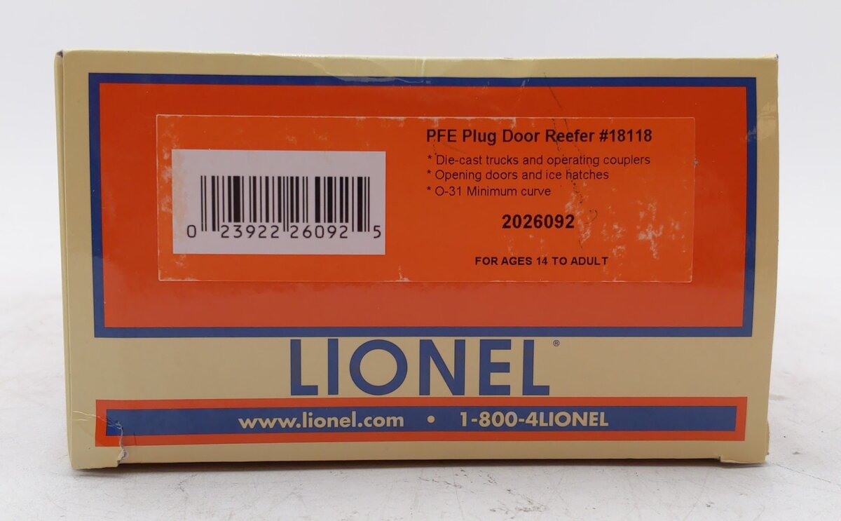Lionel 2026092 O Pacific Fruit Express 40' Plug Door Reefer #18118