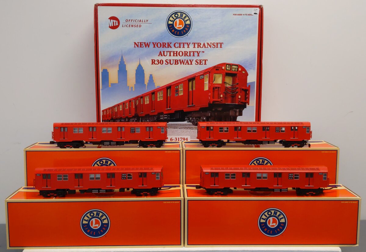 Lionel 6-31794 NYC Transit Authority R30 Subway Set EX/Box