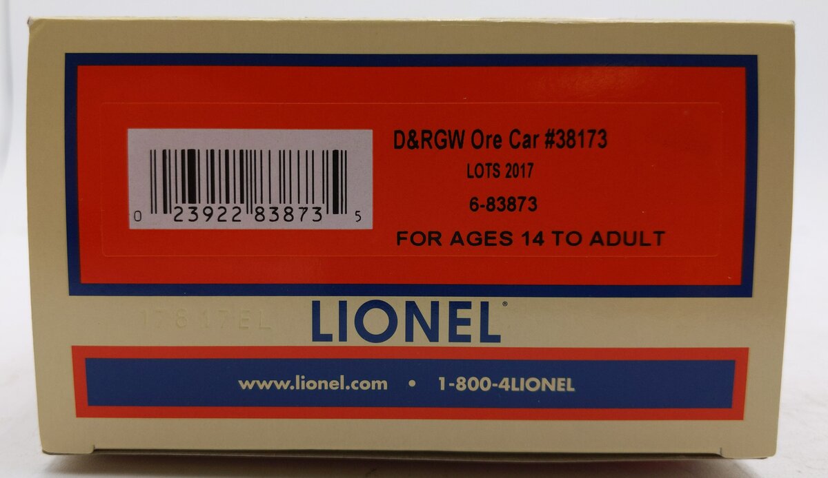 Lionel 6-83873 O Gauge D&RGW Ore Car #38171 LN/Box
