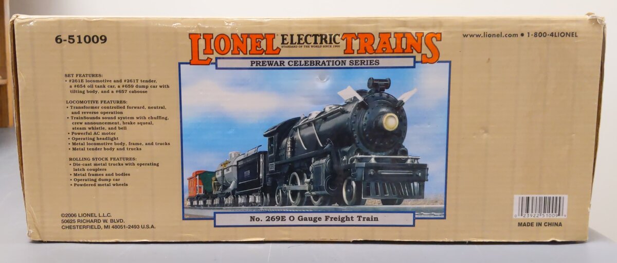 Lionel 6-51009 O Gauge Tinplate 269E Steam Freight Train Set LN/Box