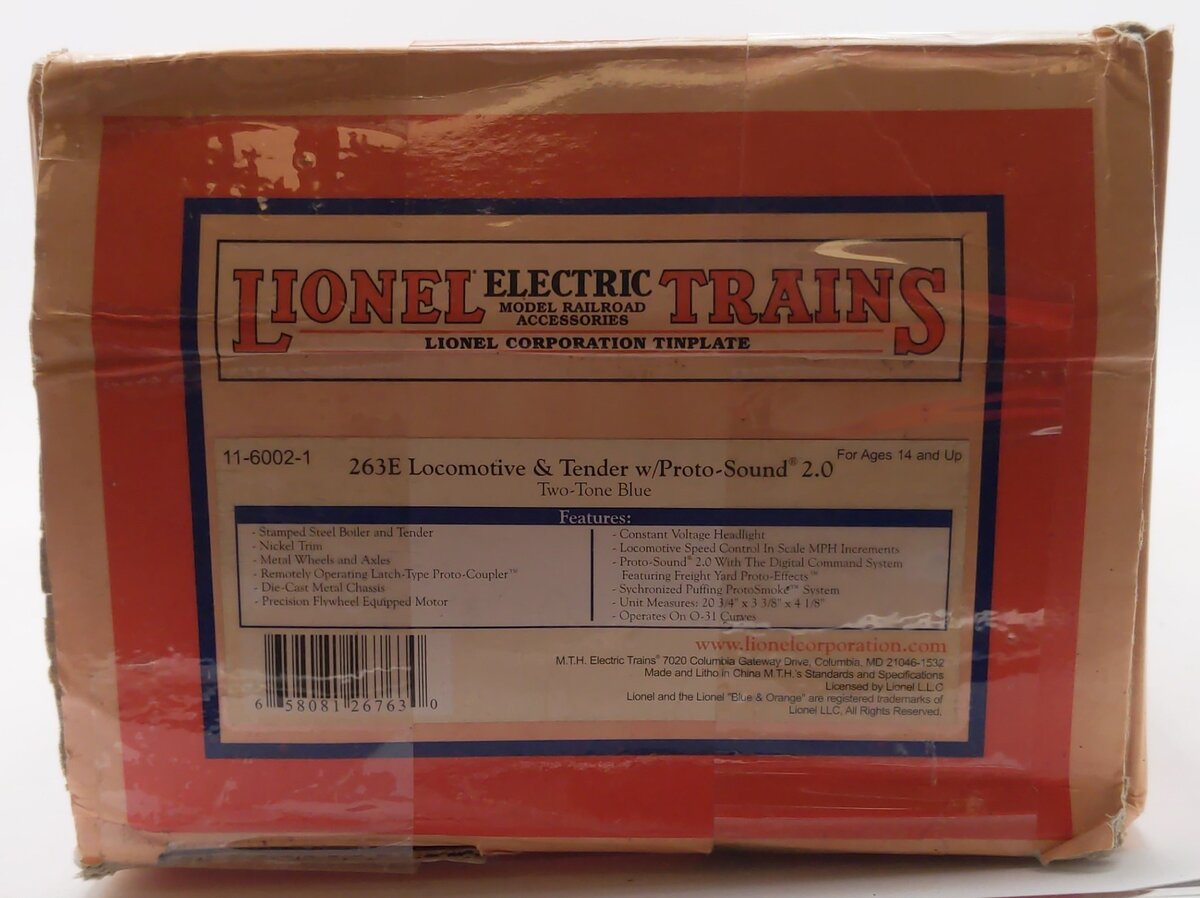 Lionel 11-6002-1 Two Tone Blue Tinplate Loco w/PS2 #263E