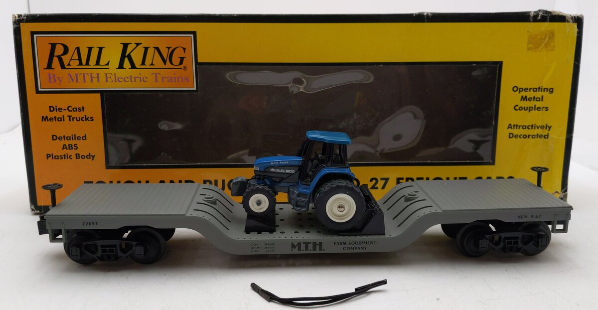 MTH 30-7611 O Gauge MTH Construction Flat Car #22893 w/Ertl Tractor NIB