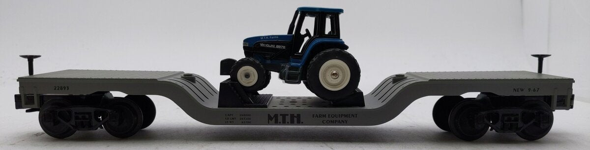 MTH 30-7611 O Gauge MTH Construction Flat Car #22893 w/Ertl Tractor NIB