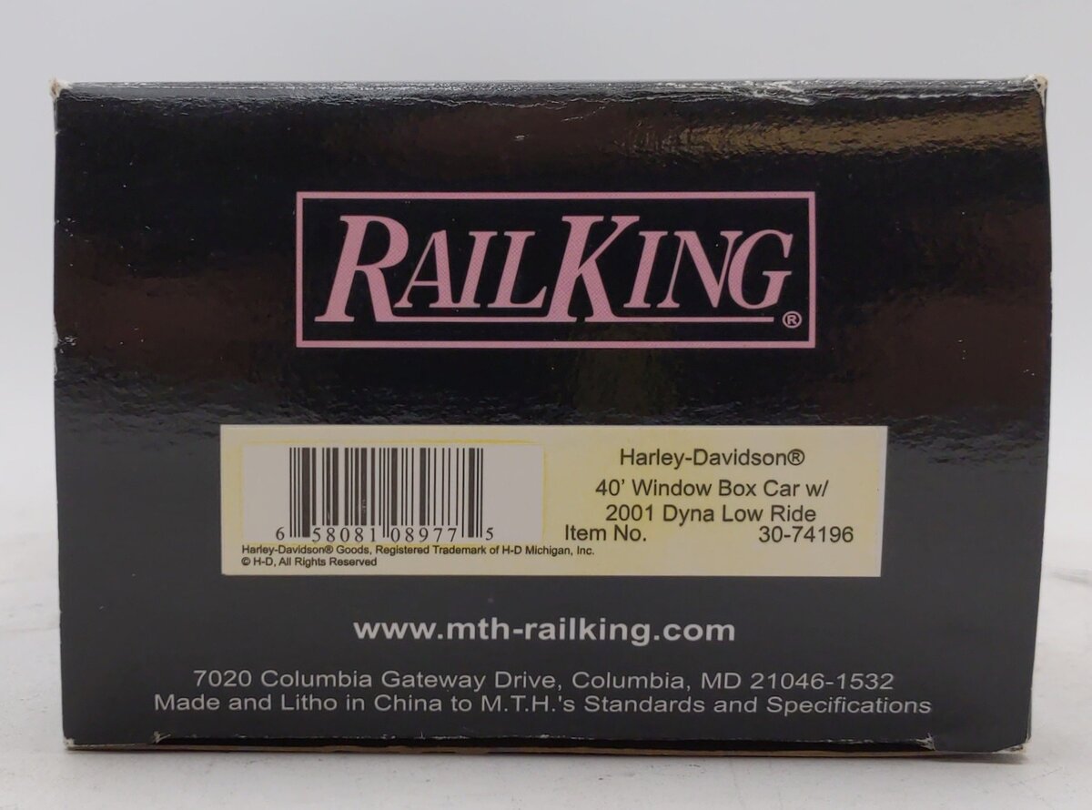 MTH 30-74196 Harley Davidson 2001 Dyna Low Rider Boxcar LN/Box