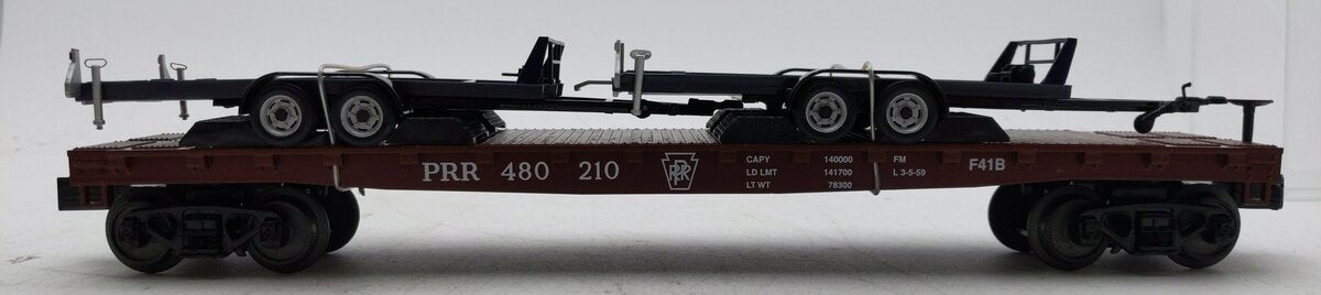 MTH 30-76389 Pennsylvania Flat Car with 2 Car Trailers