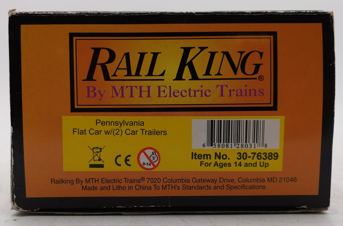MTH 30-76389 Pennsylvania Flat Car with 2 Car Trailers