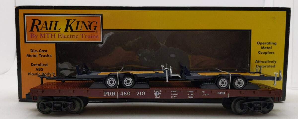 MTH 30-76389 Pennsylvania Flat Car with 2 Car Trailers