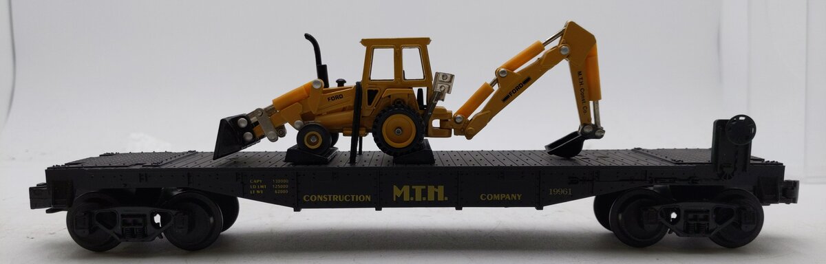 MTH 30-7606 O Gauge MTH Lines Semi-Scale Flatcar with Backhoe LN/Box
