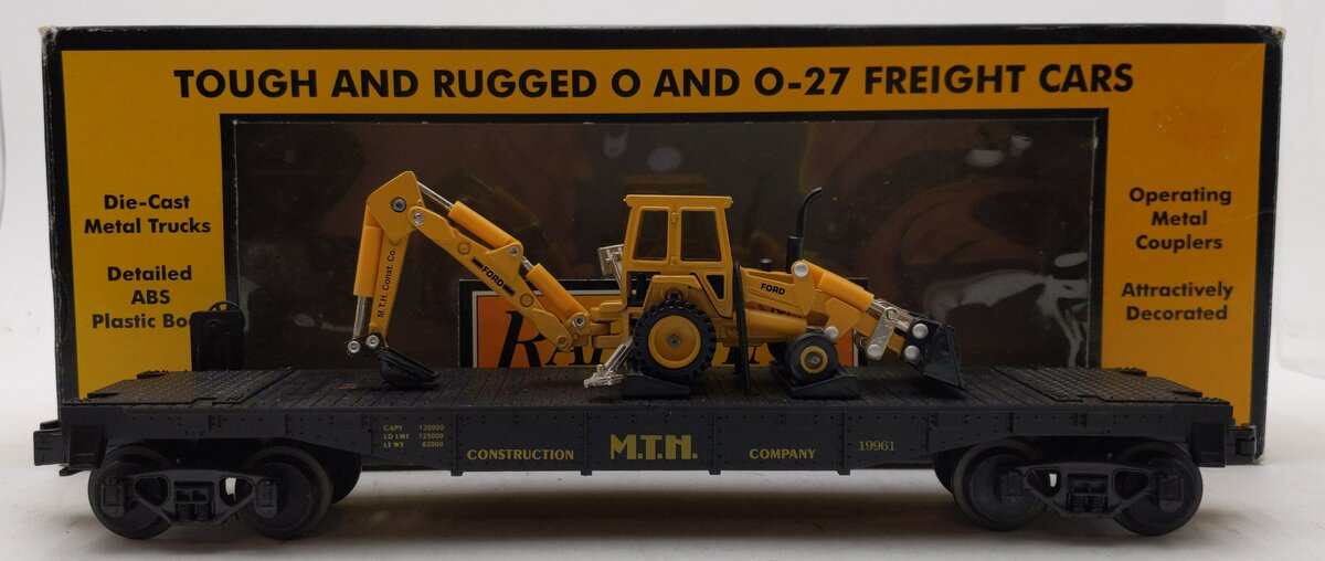 MTH 30-7606 O Gauge MTH Lines Semi-Scale Flatcar with Backhoe LN/Box